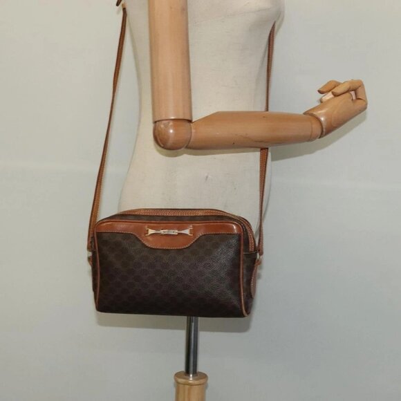 CELINE Macadam Canvas Shoulder Bag PVC Brown Gold Auth BA2444 - Picture 3 of 16